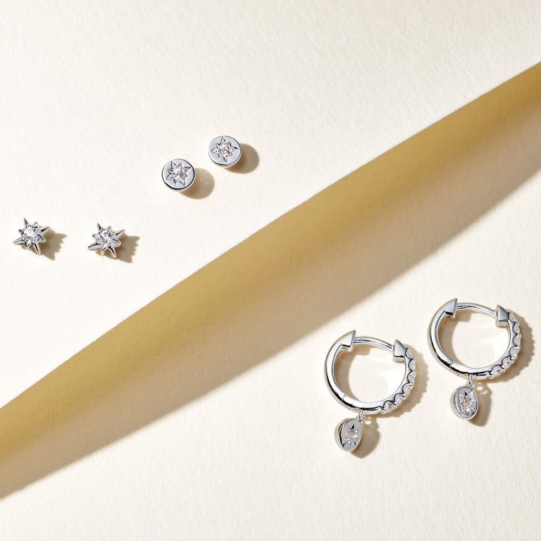 Silver Polaris Star Stud Earrings