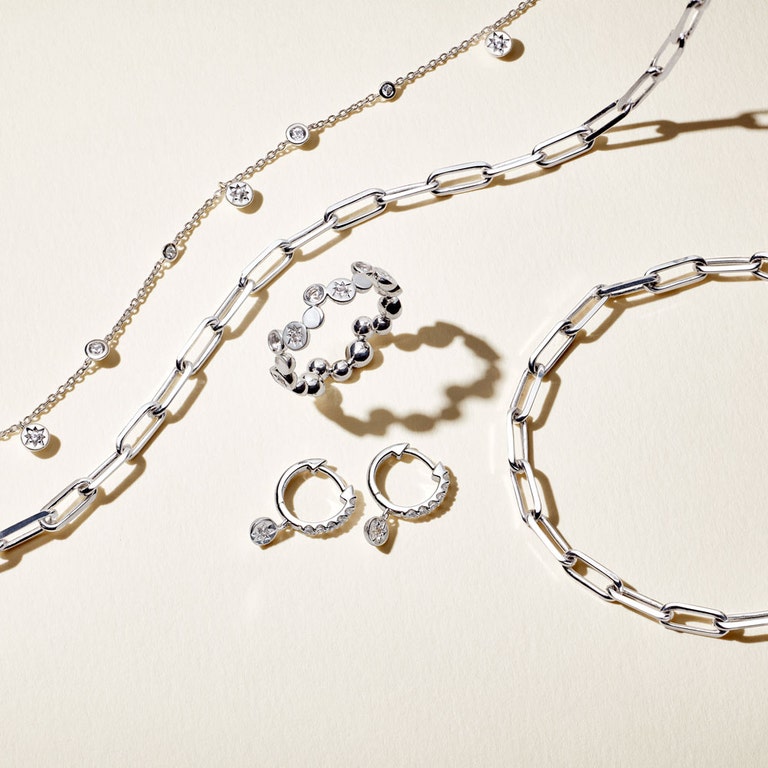 Silver Polaris North Star White Sapphire Station Necklace