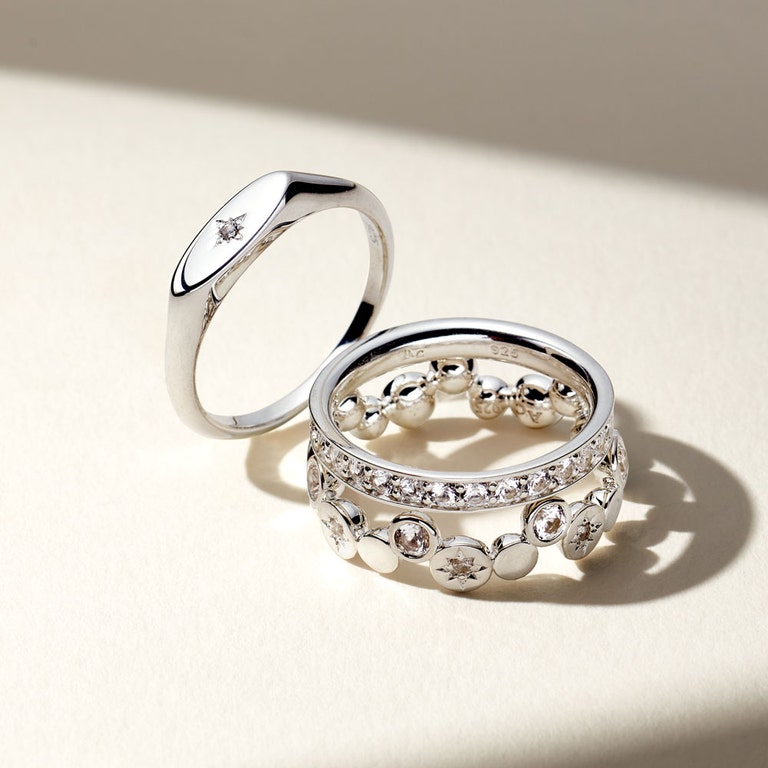 Silver Polaris North Star White Sapphire Ring