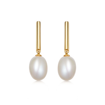 Mini Biography Pearl Drop Studs in Yellow Gold Vermeil