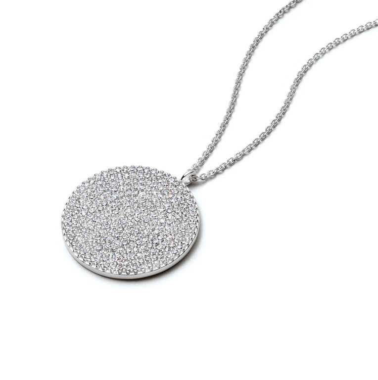 Large Icon Diamond Pendant Necklace in White Gold