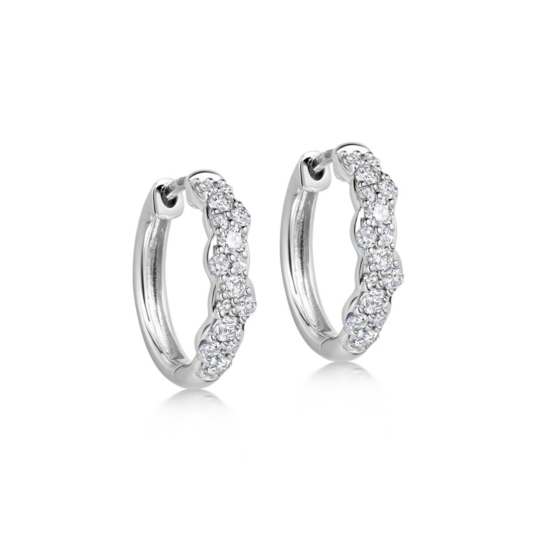 Solid White Gold Interstellar Medium Diamond Hoop Earrings