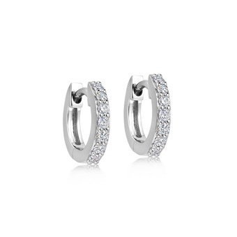 Solid White Gold Halo Mini Hoop Earrings