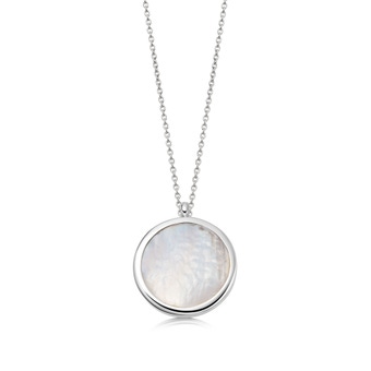 Mother of Pearl Slice Stilla Locket Necklace in Sterling Silver