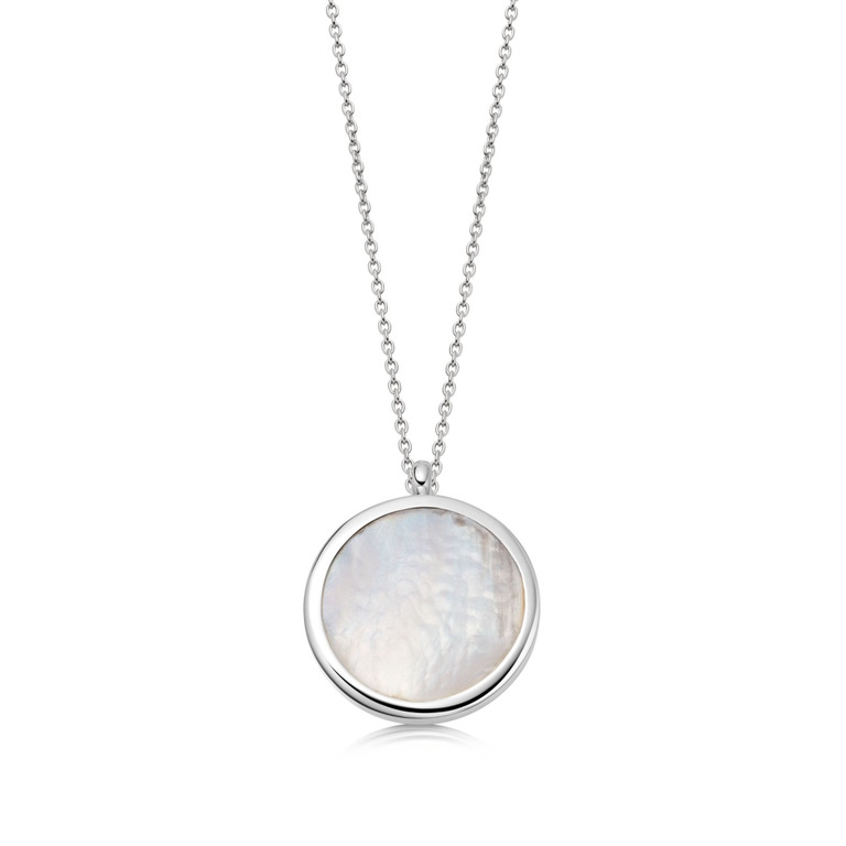 Mother of Pearl Slice Stilla Locket Necklace in Sterling Silver