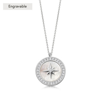 Silver Large Polaris Mother of Pearl Locket Necklace