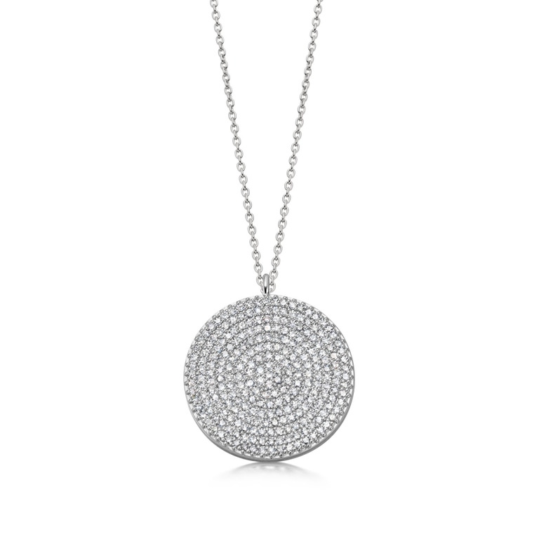 Large Icon Diamond Locket Necklace in White Gold