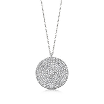Large Icon Diamond Locket Necklace in White Gold
