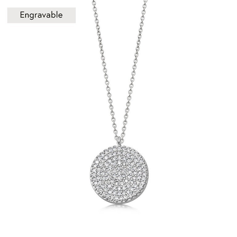 Solid White Gold Icon Natural Diamond Locket Necklace