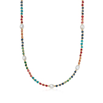 Gold Biography Multi Jade Pearl Necklace
