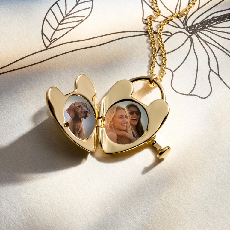 Gold Biography Heart Locket Necklace