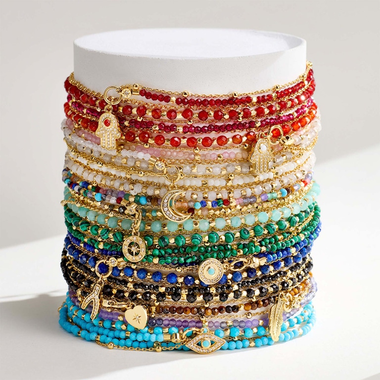 Gold Fine Biography Malachite Wishbone Bracelet