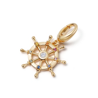 Gold Biography Wheel of Fortune Charm