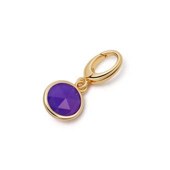 Gold Biography Purple Chalcedony Charm