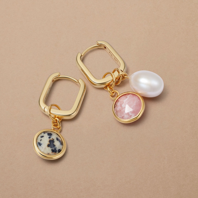 Gold Biography Rhodochrosite Earring Charm