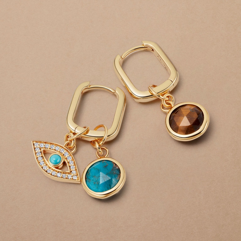 Gold Biography Turquoise Earring Charm