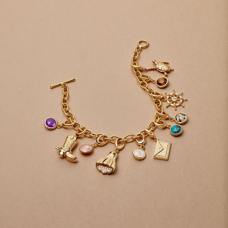 Gold Biography Turquoise Charm