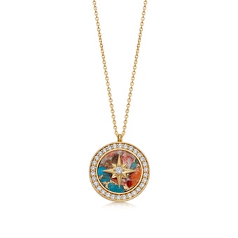 Gold Large Polaris Copper Turqouise Locket Necklace