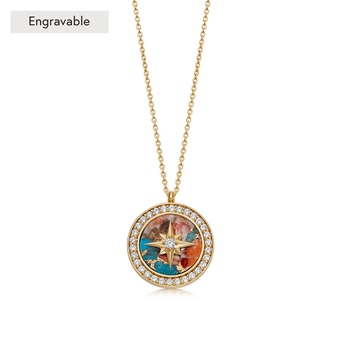 Gold Large Polaris Copper Turquoise Locket Necklace