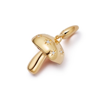Gold Biography Mushroom Charm