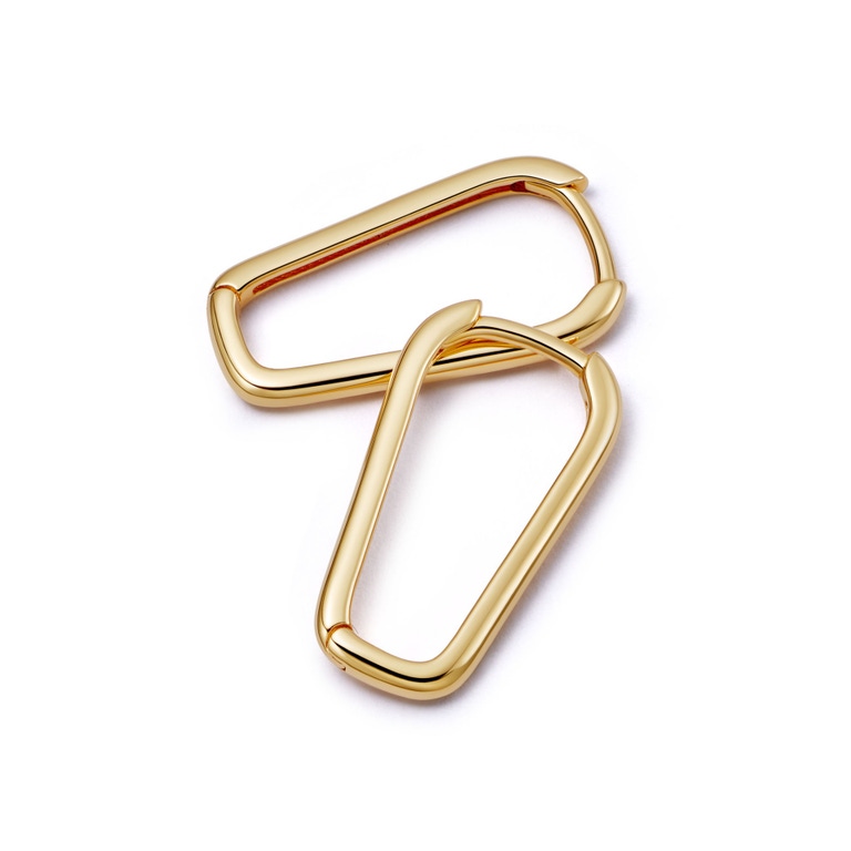 Gold Celestial Tapered Hoop Earrings