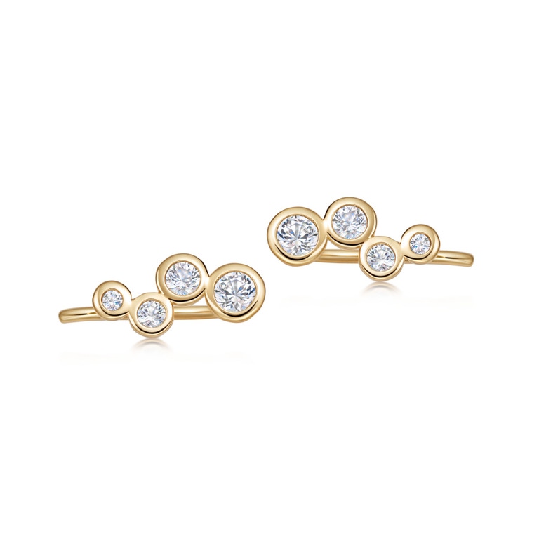 White Sapphire Ear Crawlers IN Yellow GOLD VERMEIL
