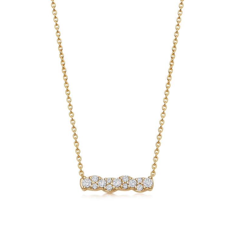 Solid Gold Interstellar Diamond Bar Pendant Necklace