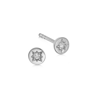 Polaris White Sapphire Stud Earring in Sterling Silver