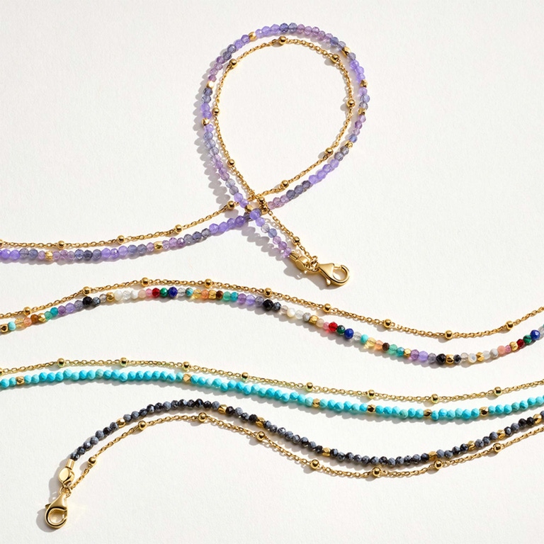Gold Biography Multi Gemstone Necklace