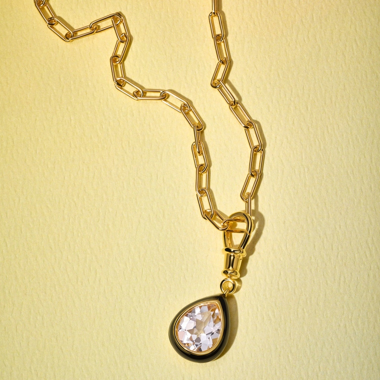 Gold Flare White Topaz Pear Cut Necklace | Necklace
