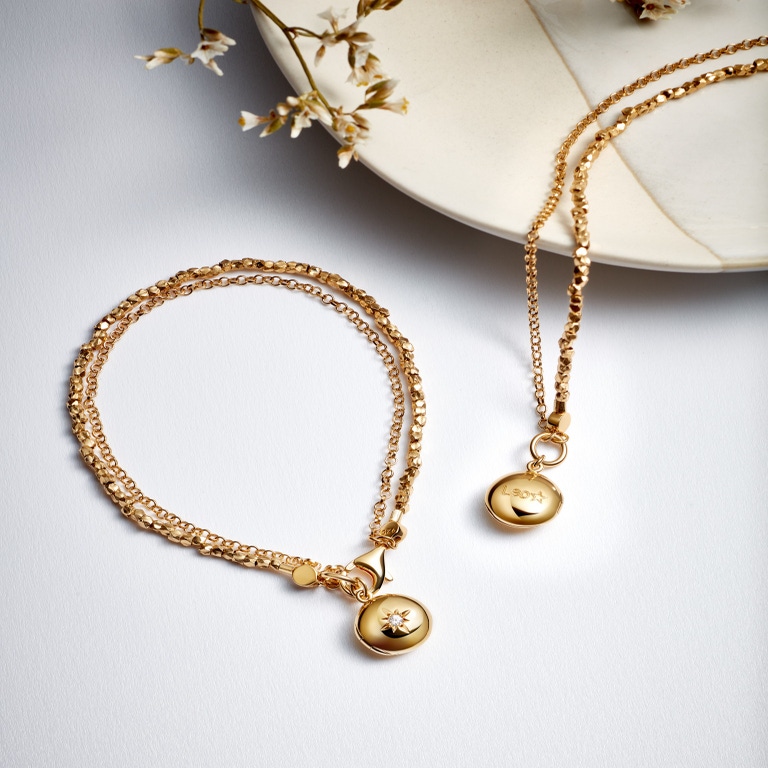 Gold Biography Locket Bracelet