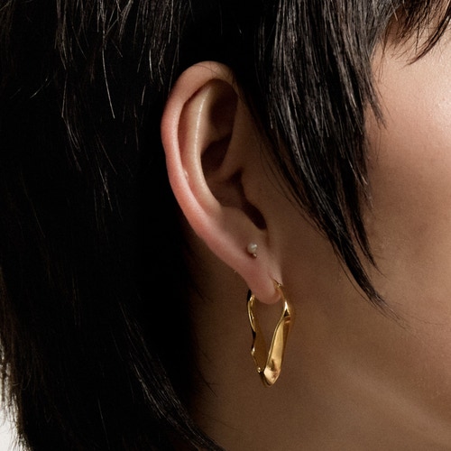 Gold Floe Hoop Earrings