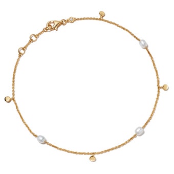 Gold Celestial Seed Pearl Station Anklet