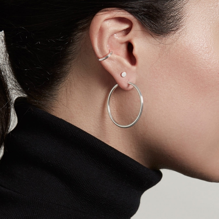 Silver Stilla Disc Stud Earrings