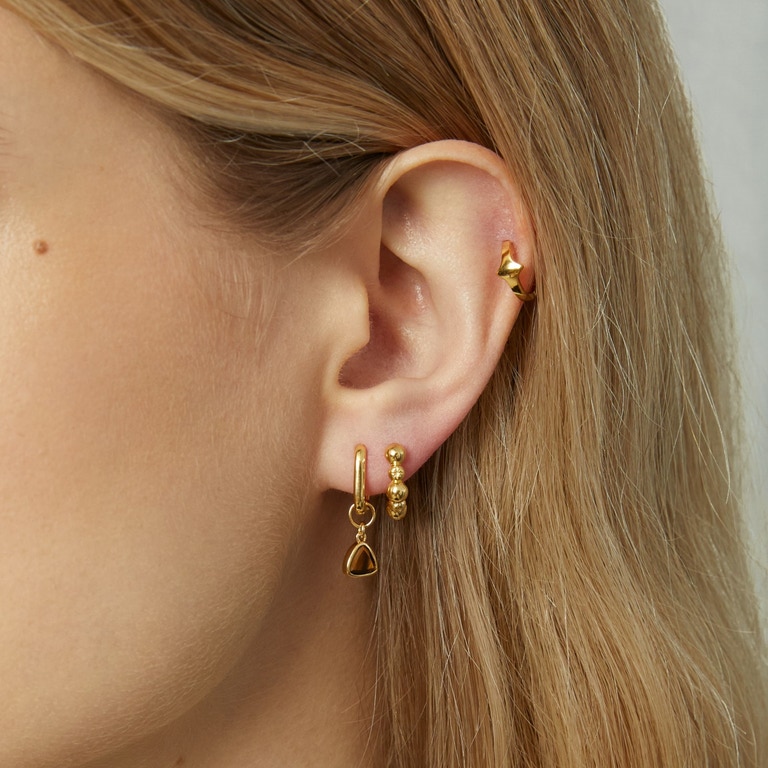 Gold Biography Tigers Eye Triangle Earring Charm