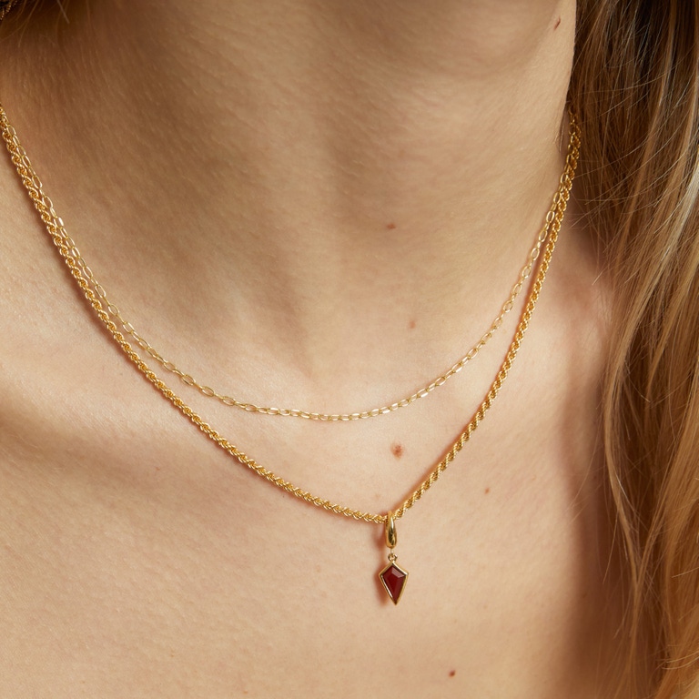 Gold Biography Red Agate Kite Charm