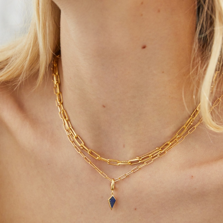 Gold Biography Lapis Kite Charm