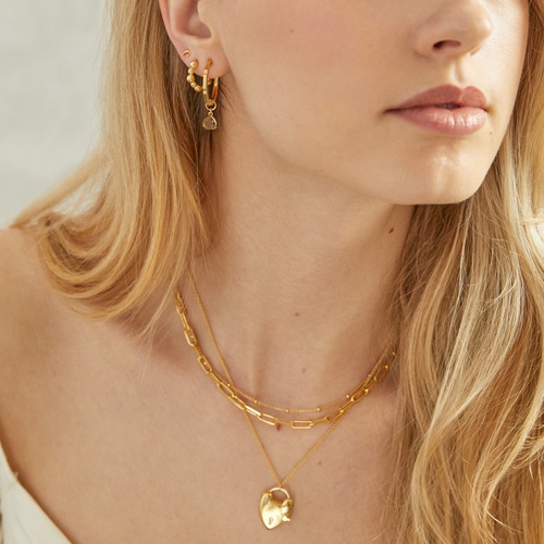 Gold Biography White Topaz Triangle Earring Charm