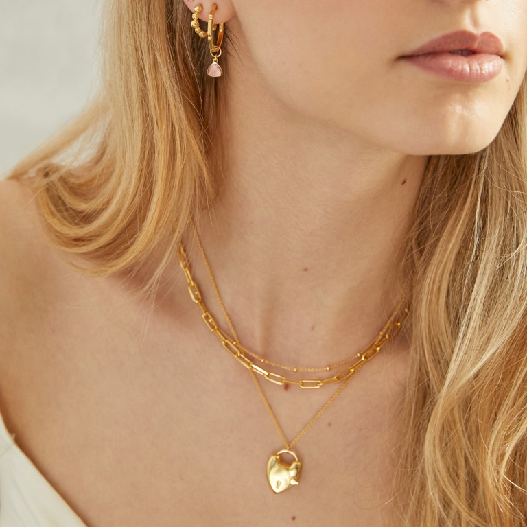 Gold Biography Heart Locket Necklace