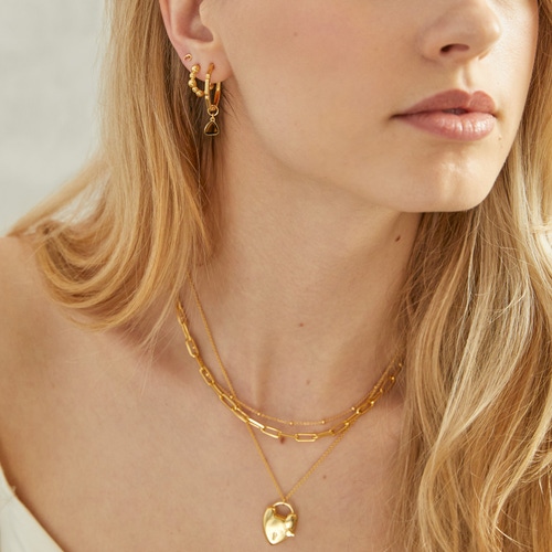 Gold Biography Tigers Eye Triangle Earring Charm