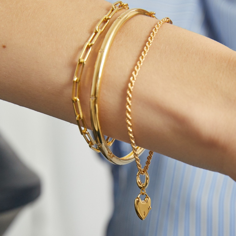 Gold Biography Heart Padlock Charm