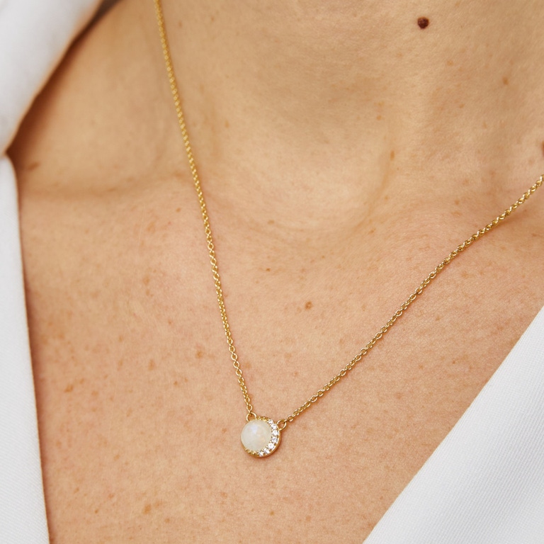 Gold Luna Moonstone Pendant Necklace