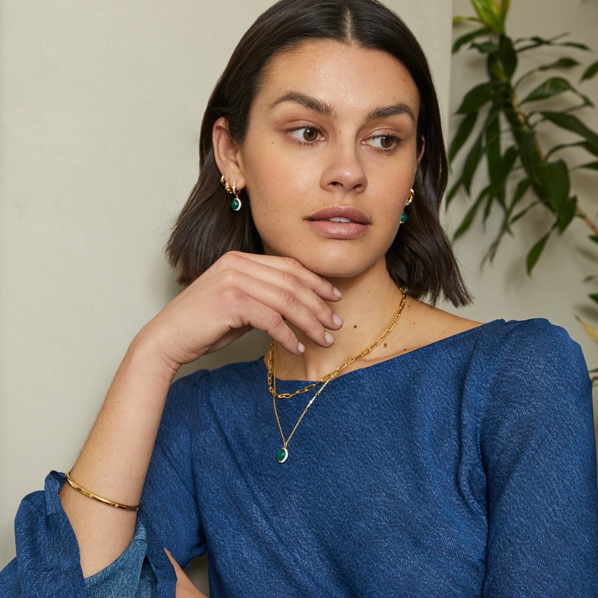 Gold Luna Green Chalcedony Drop Earrings Astley Clarke