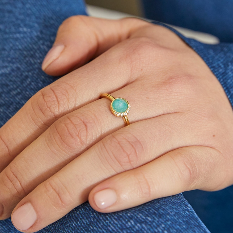 Gold Luna Amazonite Ring
