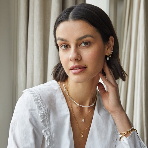 Gold Celestial Pearl stud earring