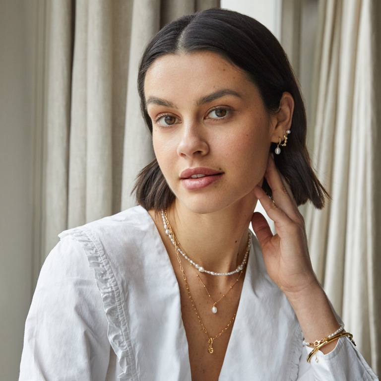 Gold Celestial Pearl stud earring