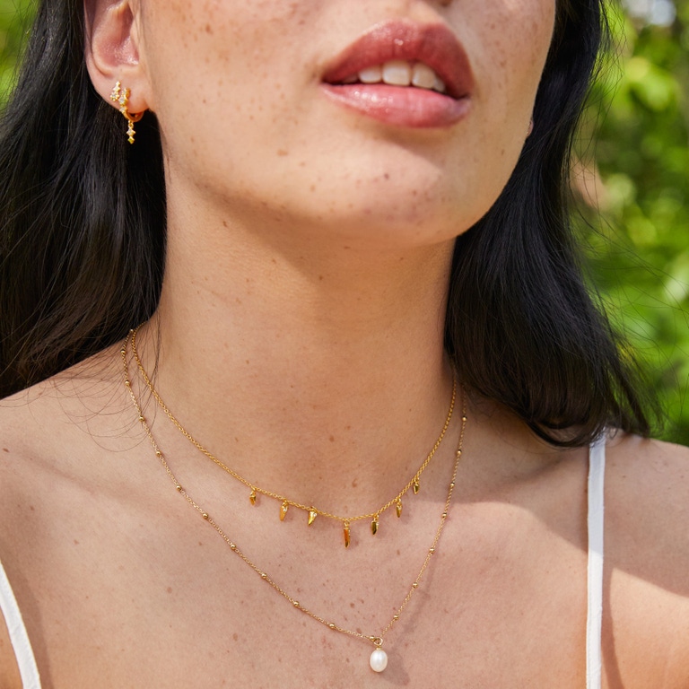 Gold Luna Star Drop Huggie Hoop Earrings | Astley Clarke
