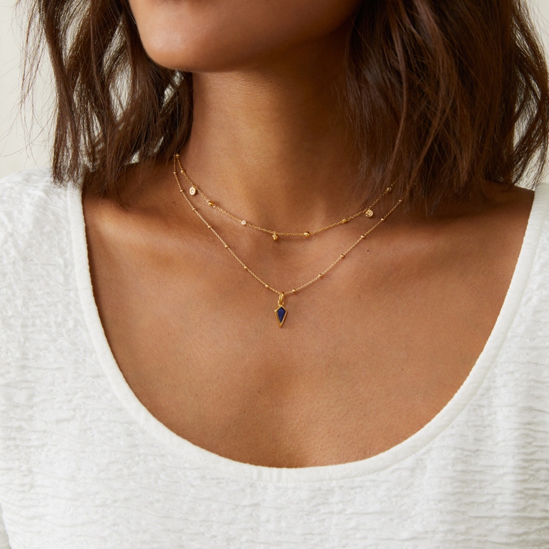 Gold September Lapis Birthstone Pendant Necklace | Astley Clarke