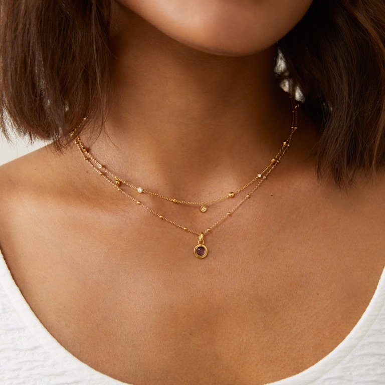 Gold October Pink Tourmaline Birthstone Pendant Necklace | Astley Clarke