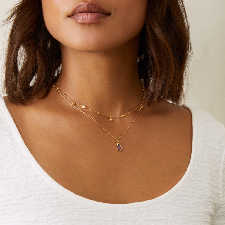 Gold February Amethyst Birthstone Pendant Necklace | Astley Clarke